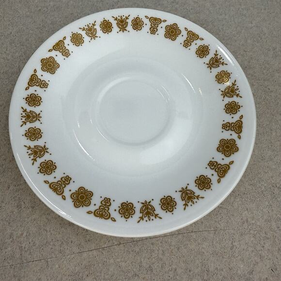 VTG 4 Corelle by Corning USA Butterfly‎ Gold Coffee/ Tea Cup Saucer Only- 6 1/4" - Picture 6 of 6